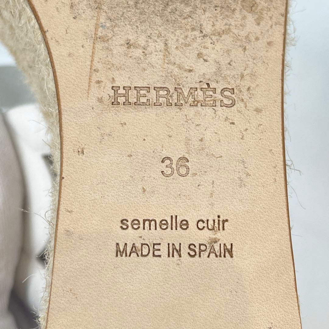 美品 HERMES イテア30 サンダル エスパドリーユ 23cm ホワイト