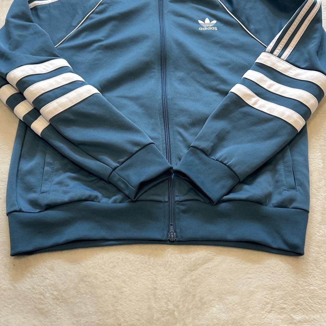 【美品】adidas　アディダス トラックジャケット　ターコイズブルー　XL