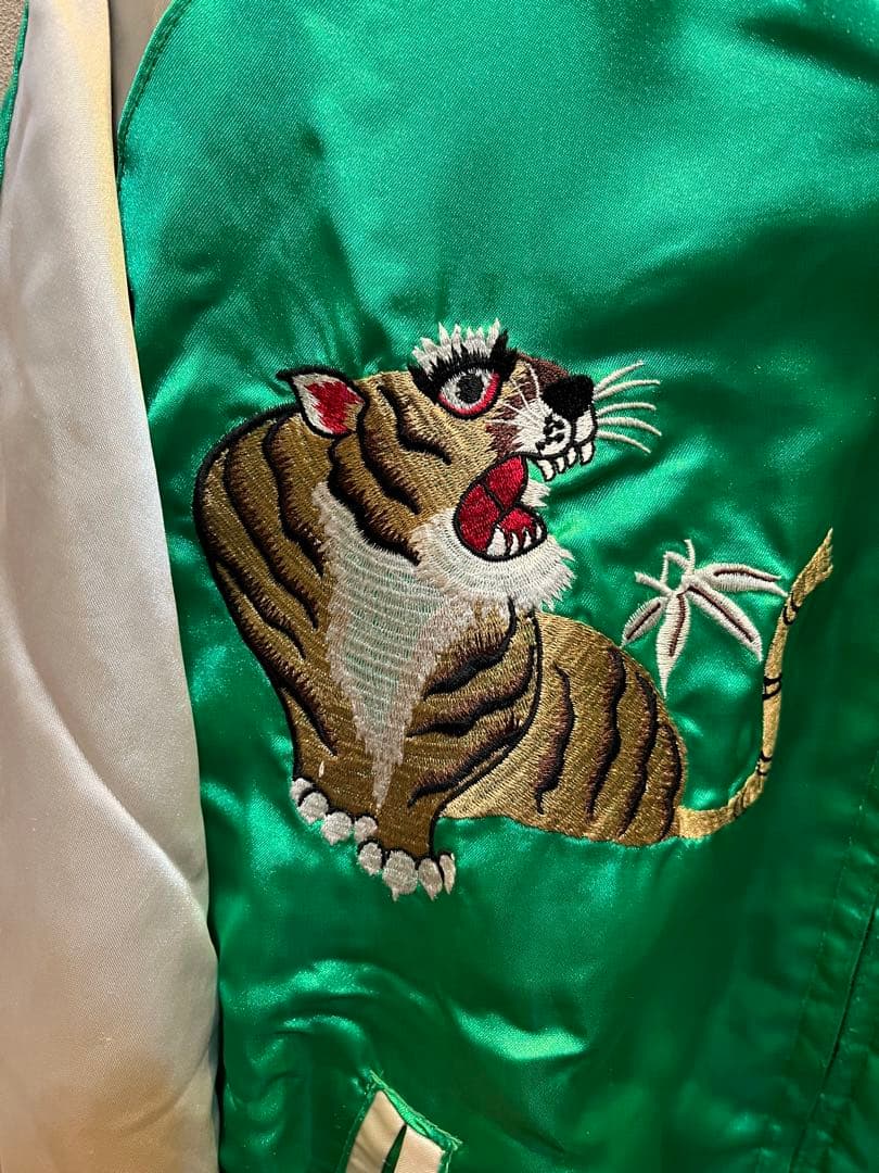 90s JUNGLE STORM 別珍 ベロア 両面 スカジャン 刺繍 鶴 虎