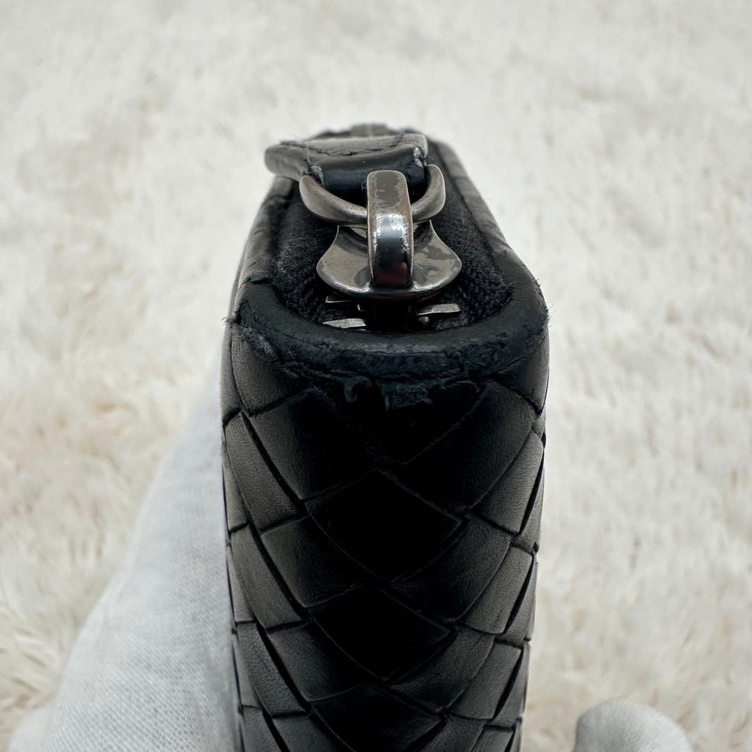 ✨箱あり✨美品　ボッテガ　長財布　ラウンドジップ　イントレチャート　レザー　黒