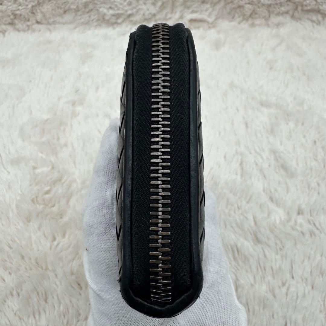 ✨箱あり✨美品　ボッテガ　長財布　ラウンドジップ　イントレチャート　レザー　黒
