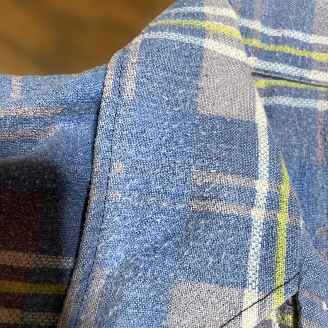 70sビンテージプリントネルシャツアメリカ製大きめサイズ