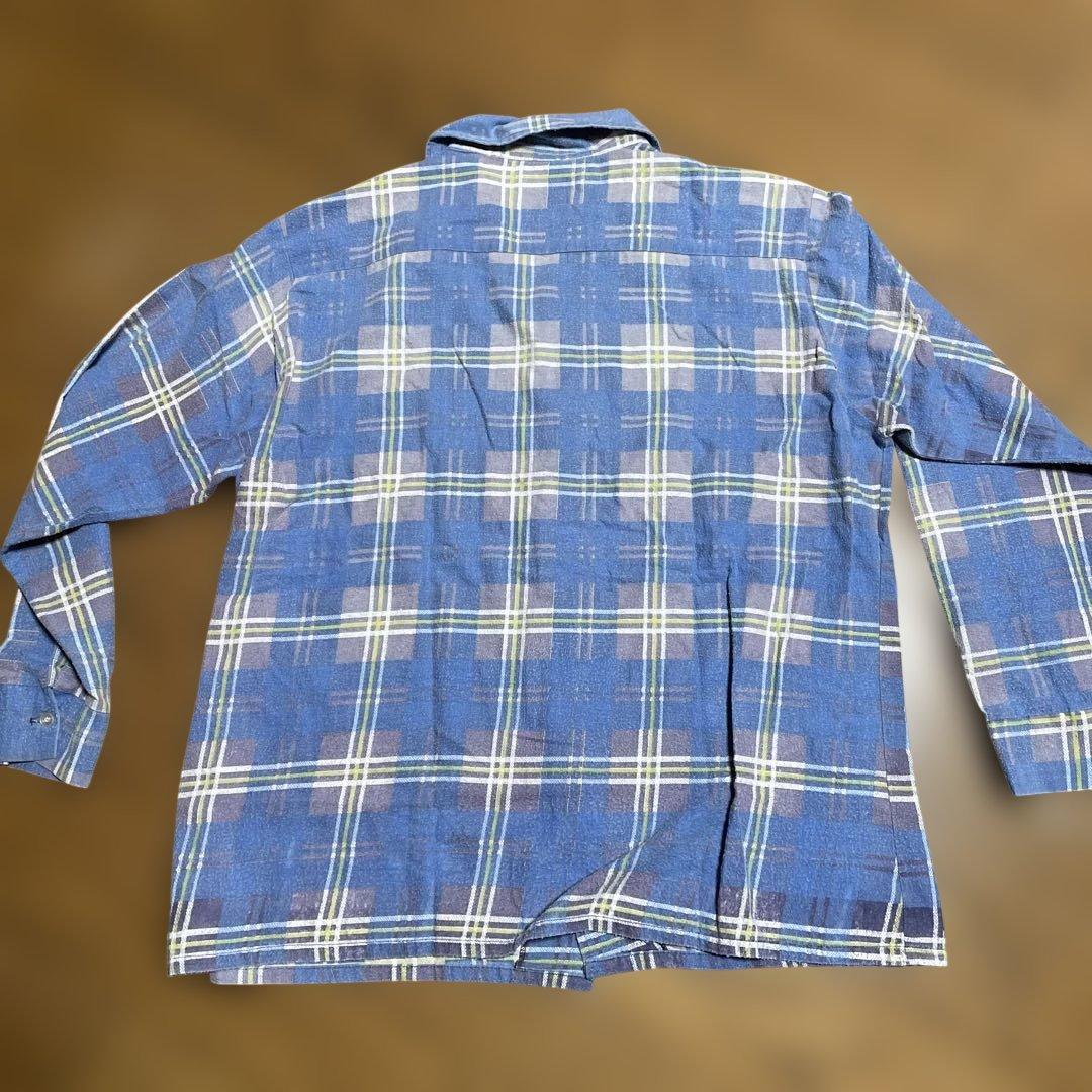 70sビンテージプリントネルシャツアメリカ製大きめサイズ