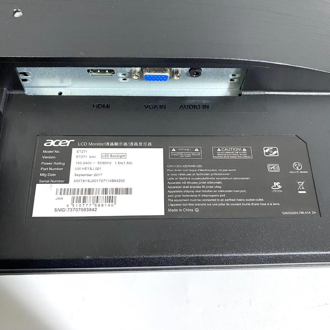 Acer エイサー ET271 27インチ 液晶モニター ディスプレイ