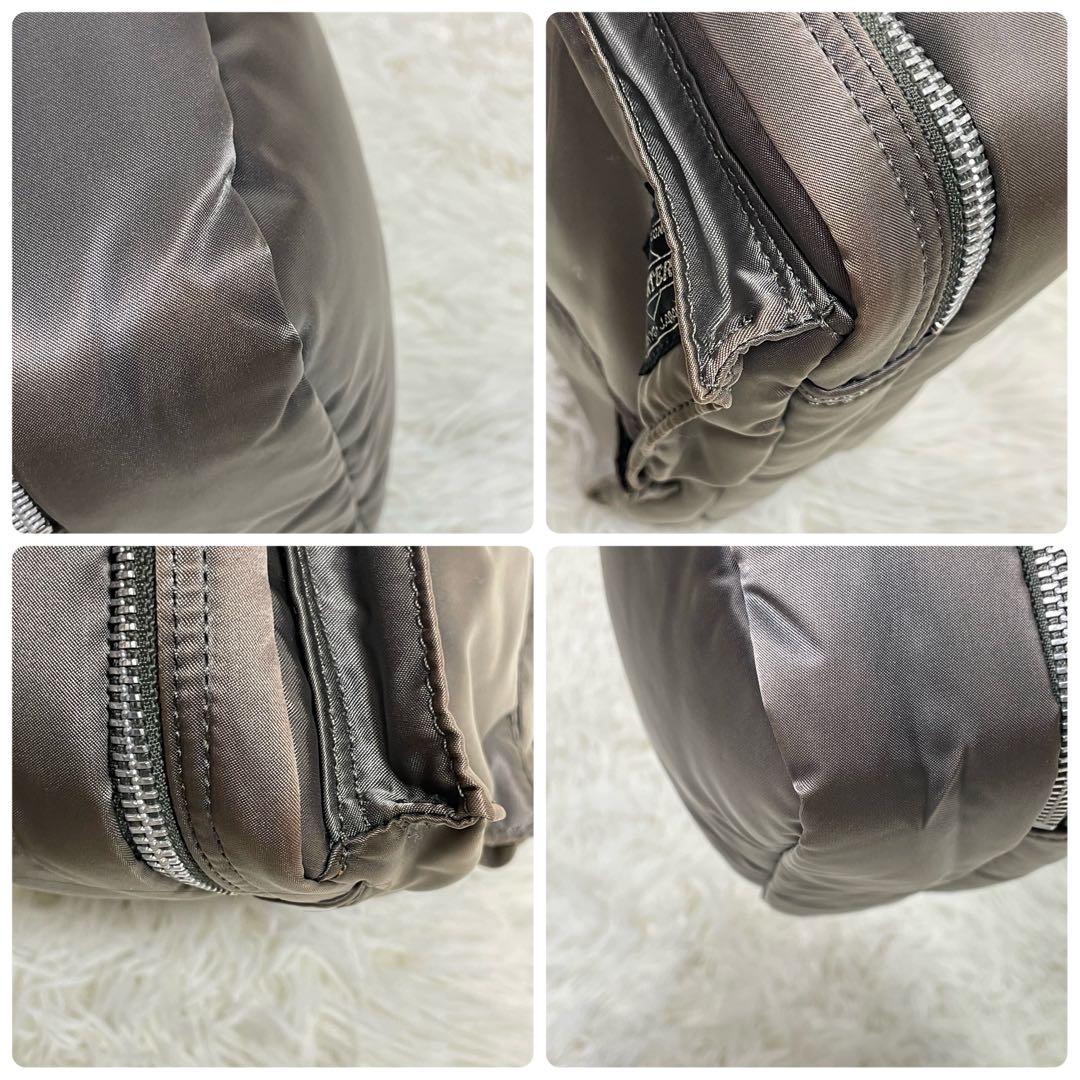 美品 PORTER ポーター タンカー ショルダーバッグ シルバーグレー 二層式