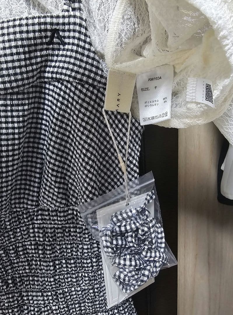 ワンピース ANDMARY Betty shirring mini dress black