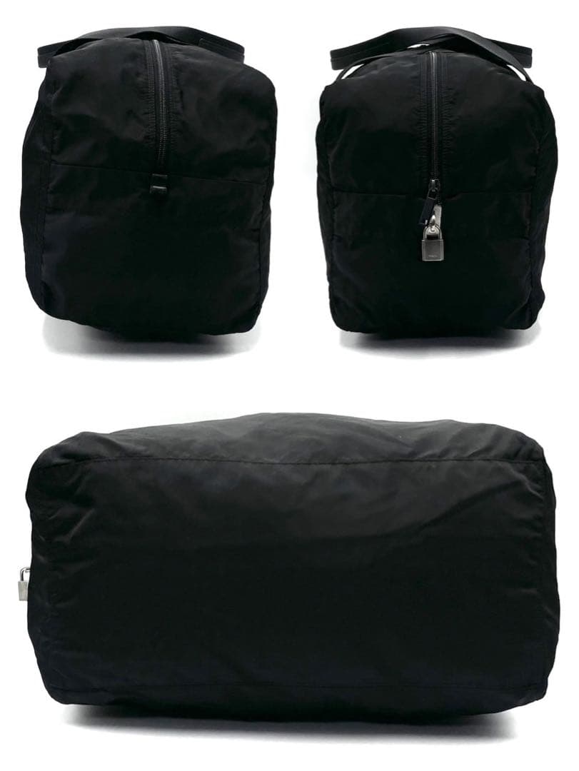 プラダ 三角ロゴ アイコン ハンドバッグ ボストンバッグ 肩掛け 旅行鞄 黒