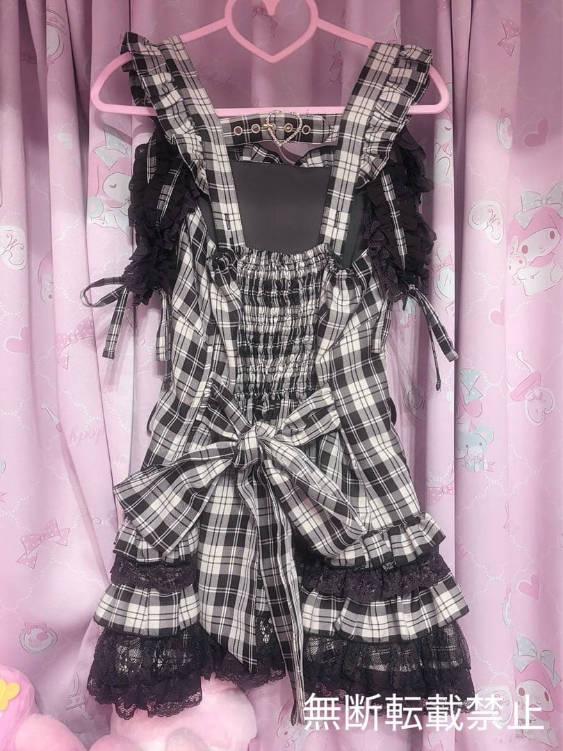 LIZLISA ハートエプロンジャンスカセットアップ グレー 地雷系 地雷