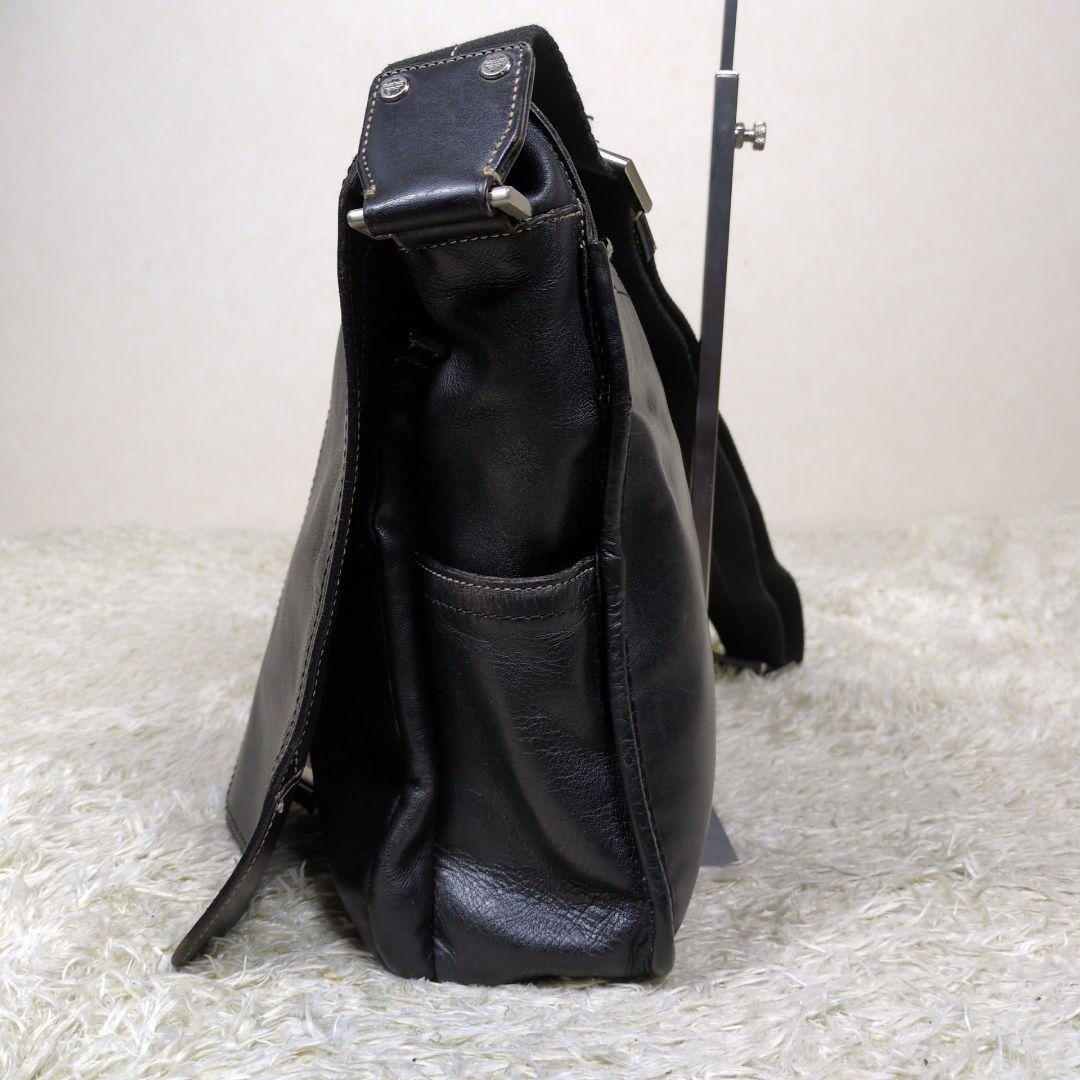 コーチ メッセンジャーバッグ 斜め掛け レザー ブラック