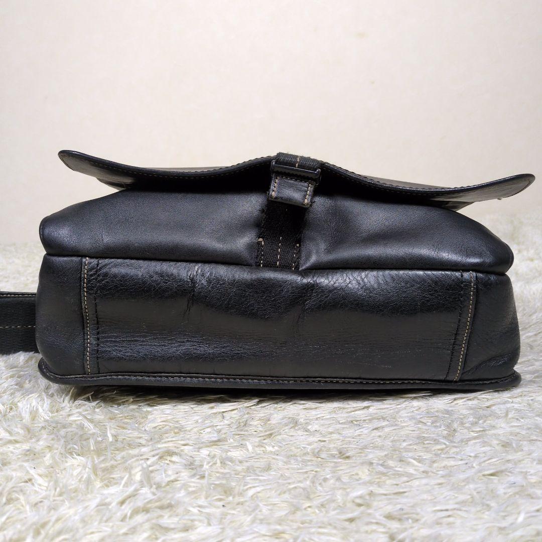 コーチ メッセンジャーバッグ 斜め掛け レザー ブラック