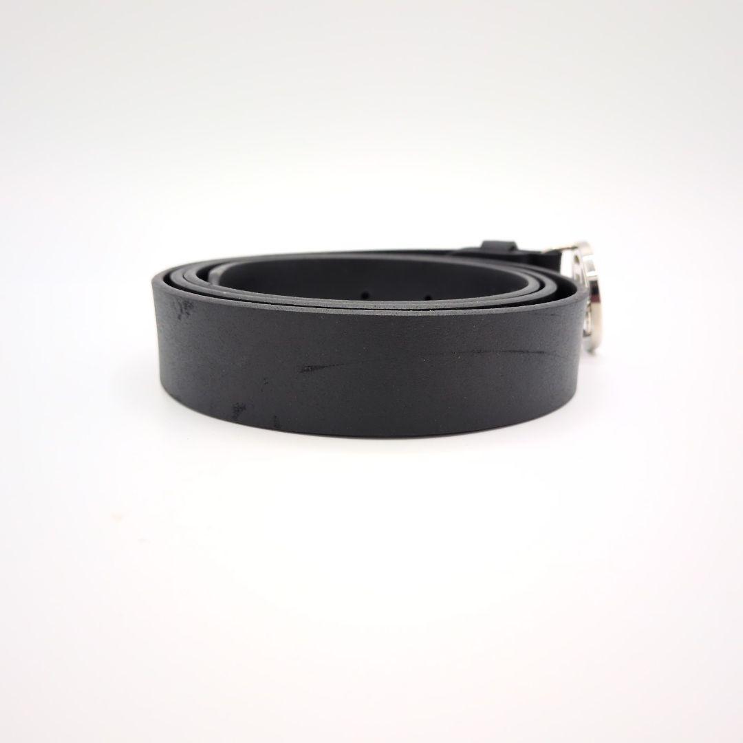 【美品】FENDI フェンディ 丸型 ロゴ シルバー バックル ベルト 本革