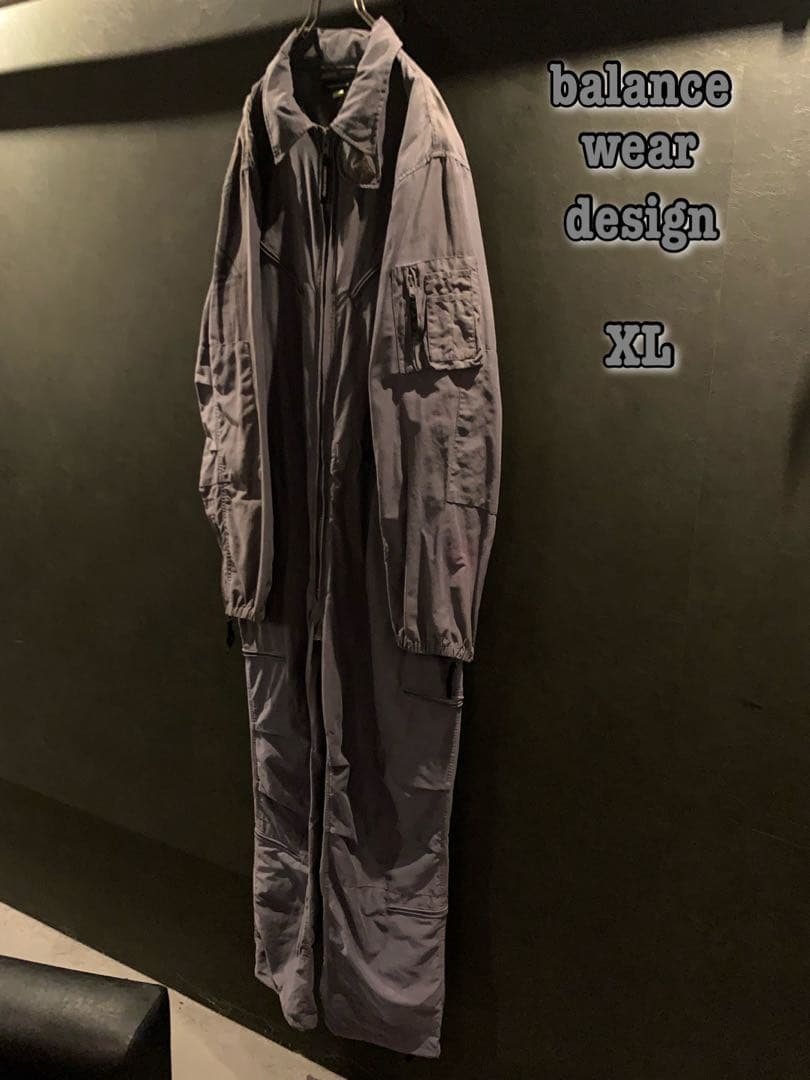 バランスウェアデザイン ツナギ ミリタリー ブルーグレー XL