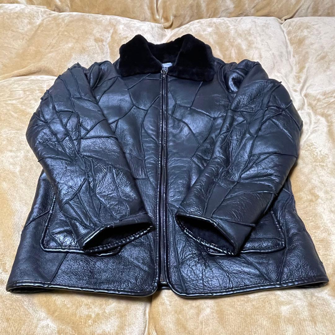 【美品希少】BOLINI パッチワーク リアルムートン ジャケット 48 L相当