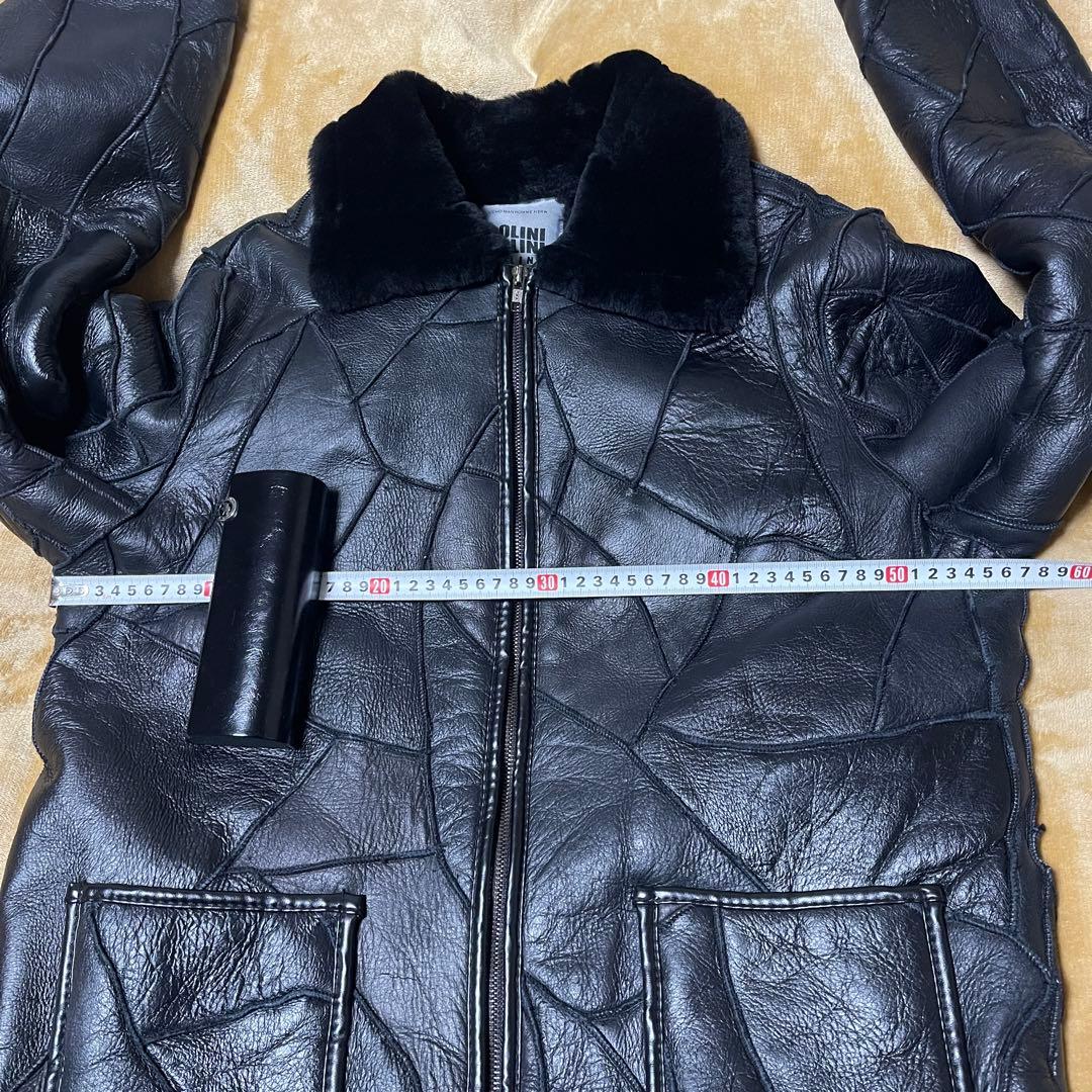 【美品希少】BOLINI パッチワーク リアルムートン ジャケット 48 L相当