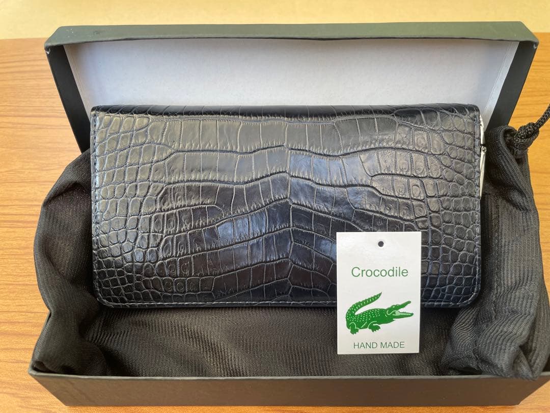 再値下げ❗️【未使用・美品・希少】クロコダイル（ポロサス）長財布　濃紺　センター取