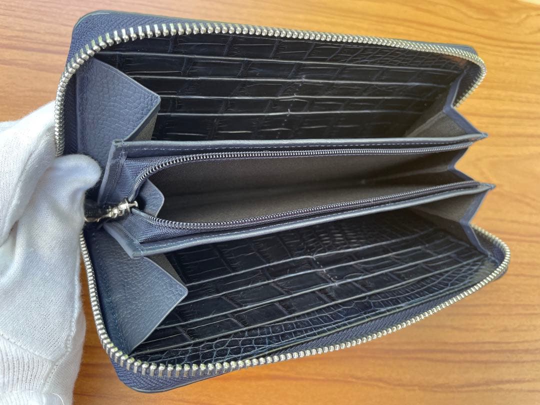 再値下げ❗️【未使用・美品・希少】クロコダイル（ポロサス）長財布　濃紺　センター取