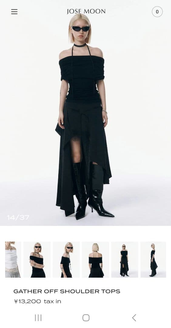 josemoon ギャザーオフショルダートップス ブラック サイズF