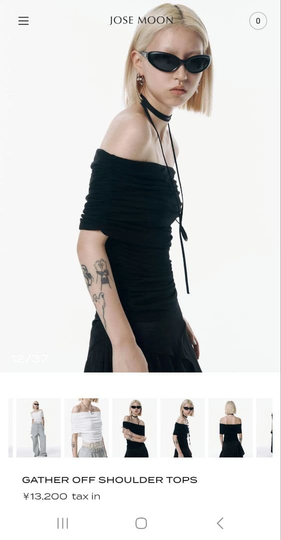 josemoon ギャザーオフショルダートップス ブラック サイズF