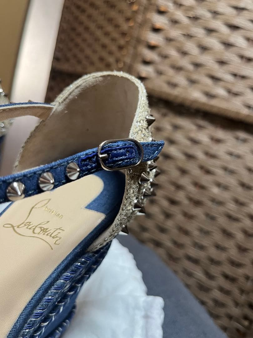 【再】Christian Louboutinデニムサンダル38