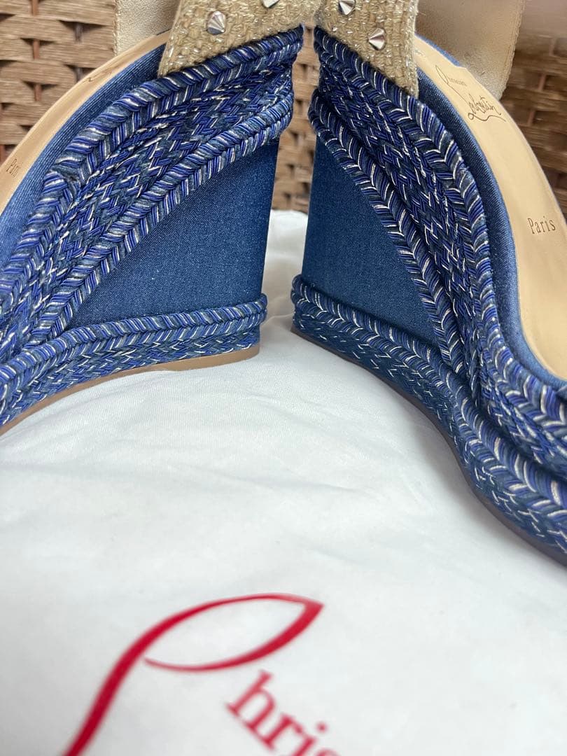 【再】Christian Louboutinデニムサンダル38