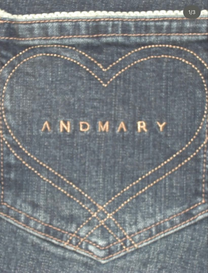 パンツ andmary Heart stitch denim light blue M