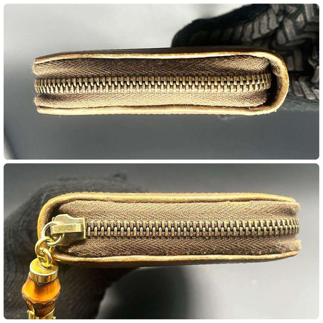 希少✨グッチ 長財布 ラウンドファスナー 本革 ブラウン シェリー 353651