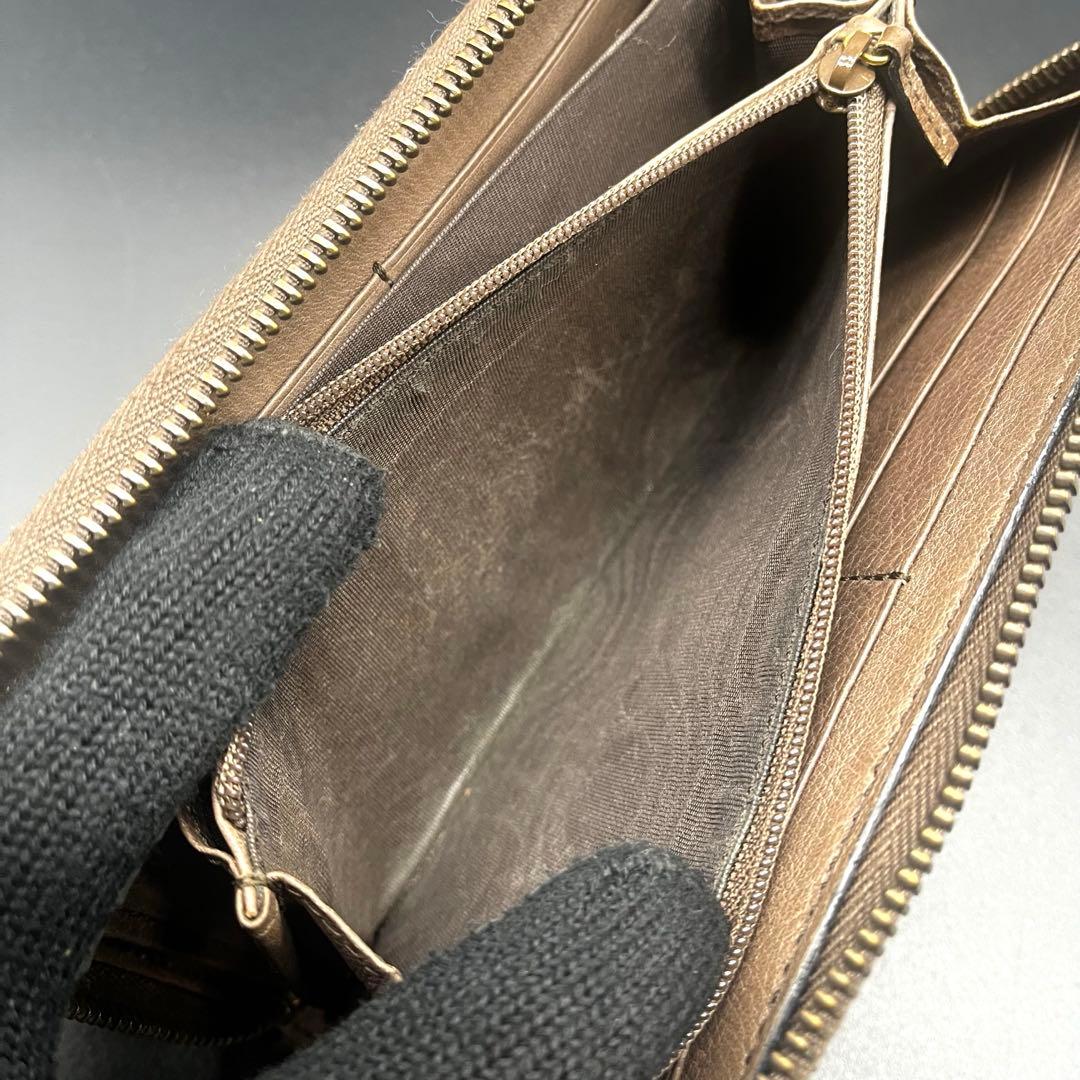 希少✨グッチ 長財布 ラウンドファスナー 本革 ブラウン シェリー 353651