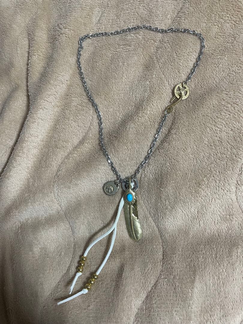 18Kコーティング　ターコイズフェザーネックレス　キムタク仕様　木村拓哉