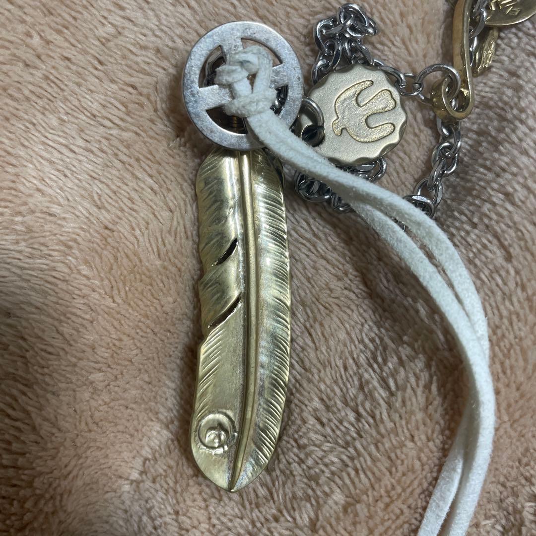 18Kコーティング　ターコイズフェザーネックレス　キムタク仕様　木村拓哉