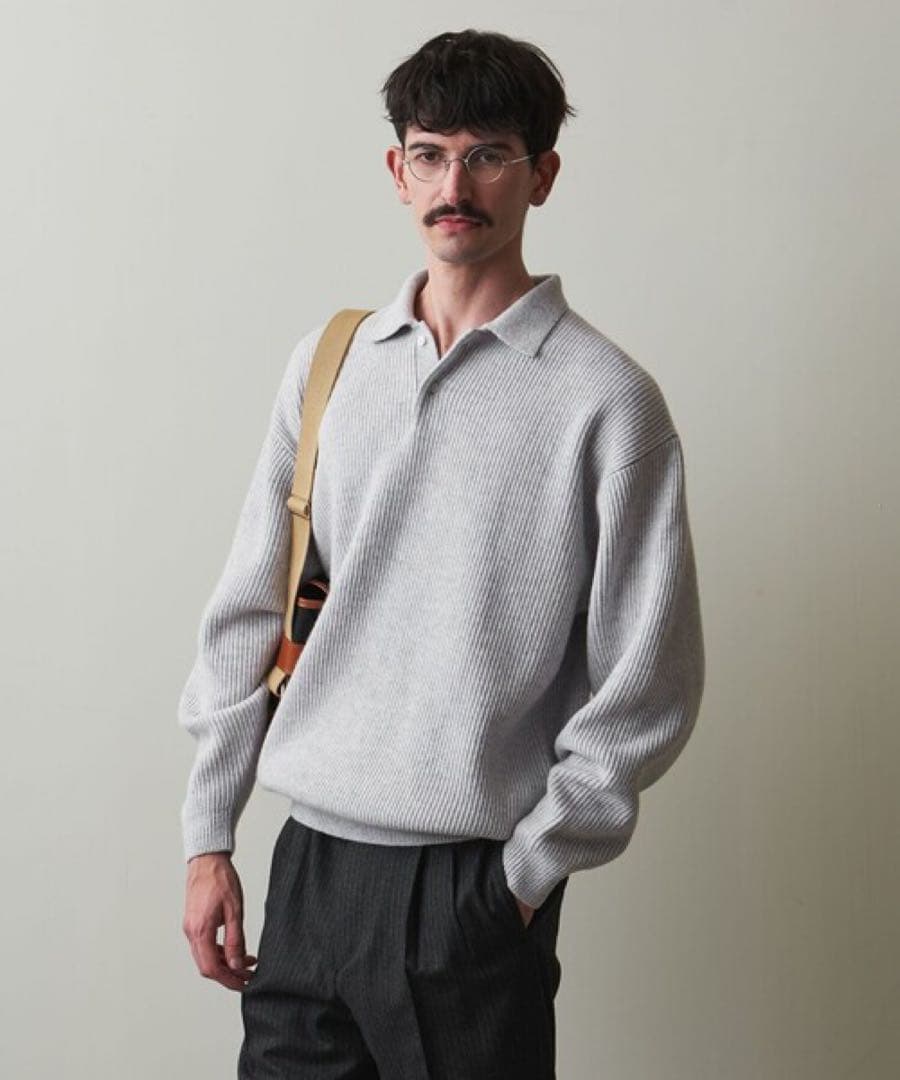 【ノッポ】Steven Alan ポロカラー ニット グレー／S
