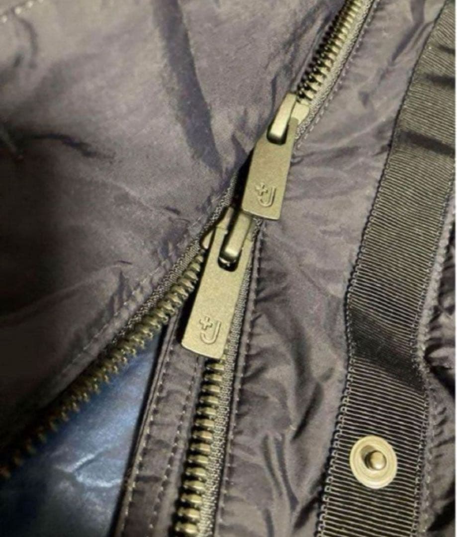 新品同　ユニクロ＋J　ウルトラライトダウン　フーデットコート　ネイビー　S