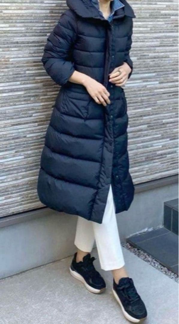 新品同　ユニクロ＋J　ウルトラライトダウン　フーデットコート　ネイビー　S