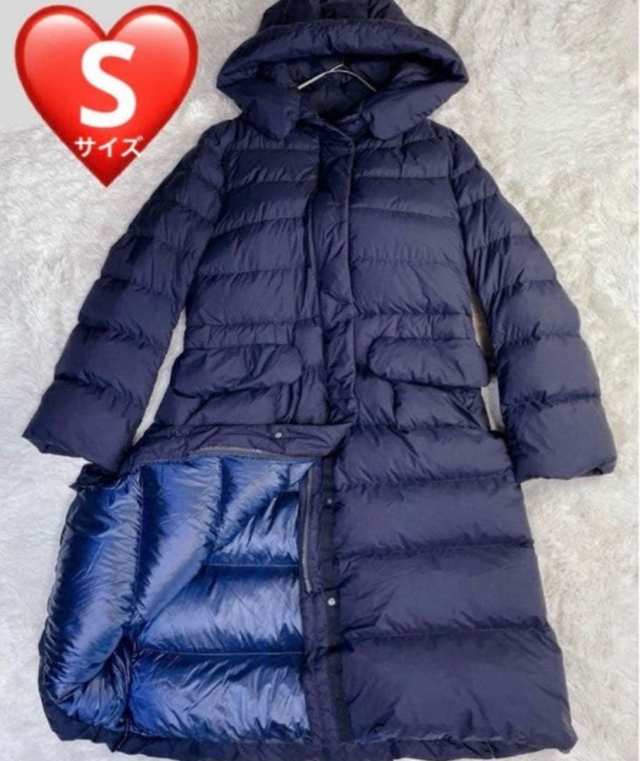 新品同　ユニクロ＋J　ウルトラライトダウン　フーデットコート　ネイビー　S