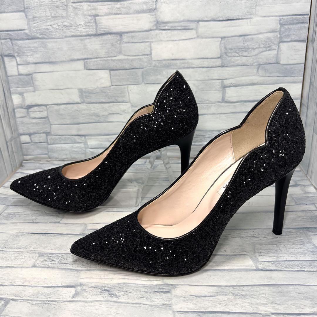 ✨新品✨DIANA グリッター パンプス ポインテッドトゥ ブラック 25㎝