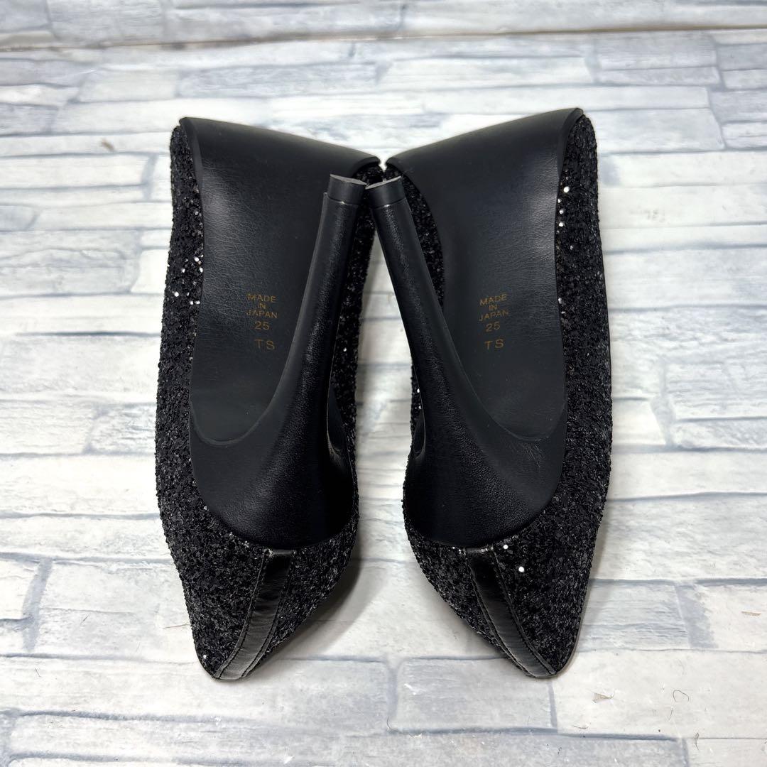 ✨新品✨DIANA グリッター パンプス ポインテッドトゥ ブラック 25㎝