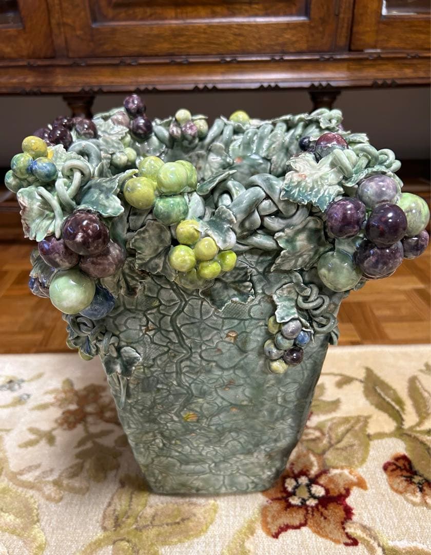 葡萄　花瓶　立体　インテリア　アンティーク