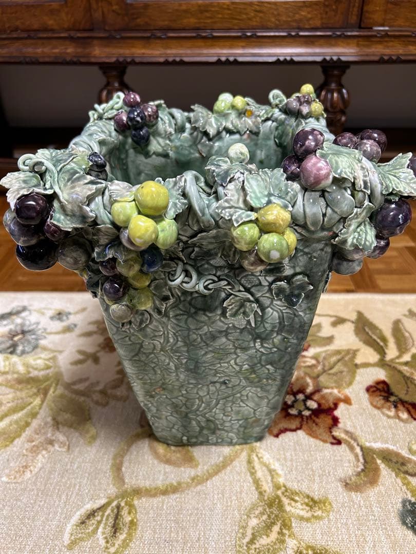 葡萄　花瓶　立体　インテリア　アンティーク