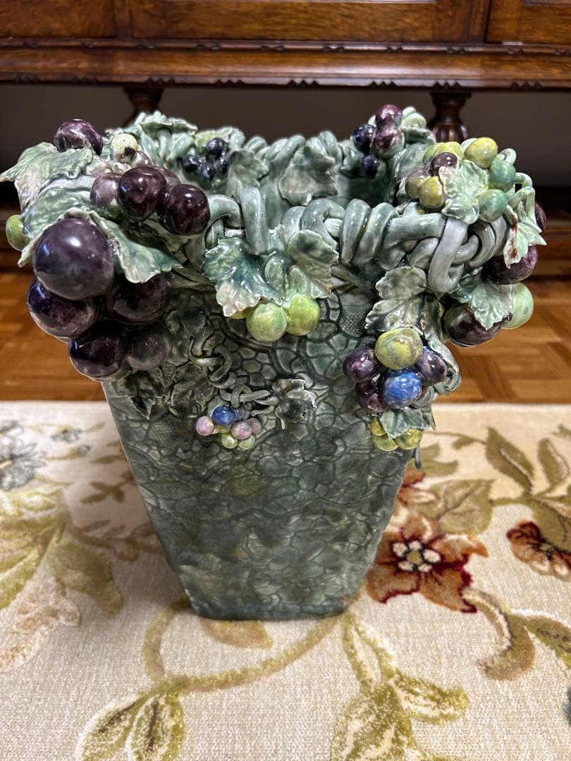 葡萄　花瓶　立体　インテリア　アンティーク