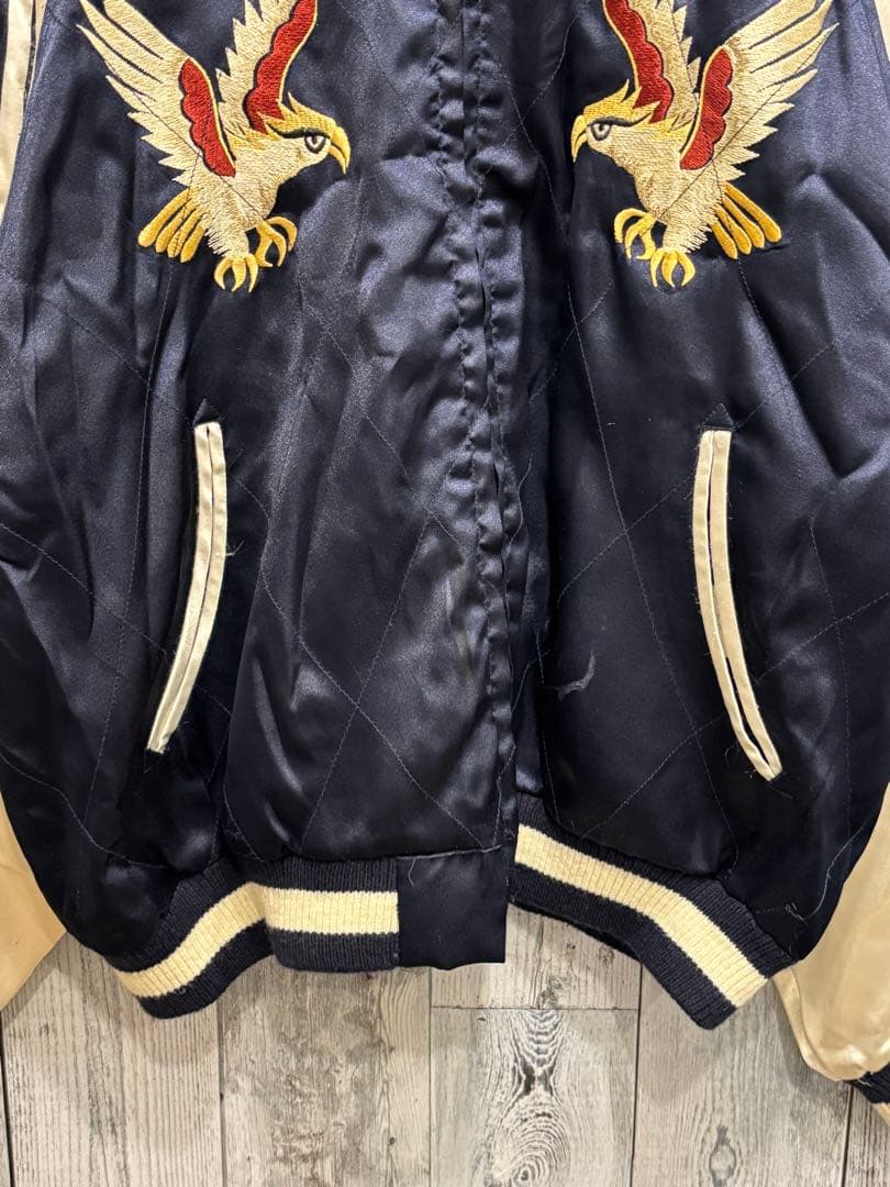 ♦︎ 飛有棲屯 HOUSTON ヒューストン 和柄 中綿 スカジャン　鷹刺繍