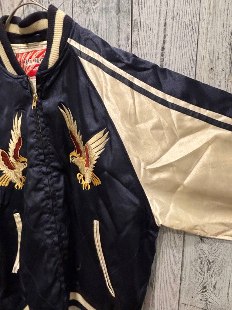 ♦︎ 飛有棲屯 HOUSTON ヒューストン 和柄 中綿 スカジャン　鷹刺繍