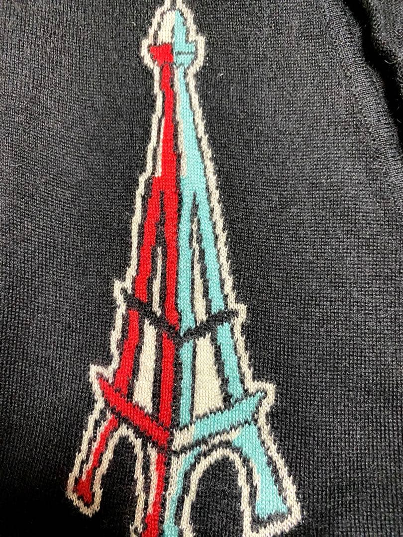 CHANEL カシミアノースリーブセーター　Parisモチーフ