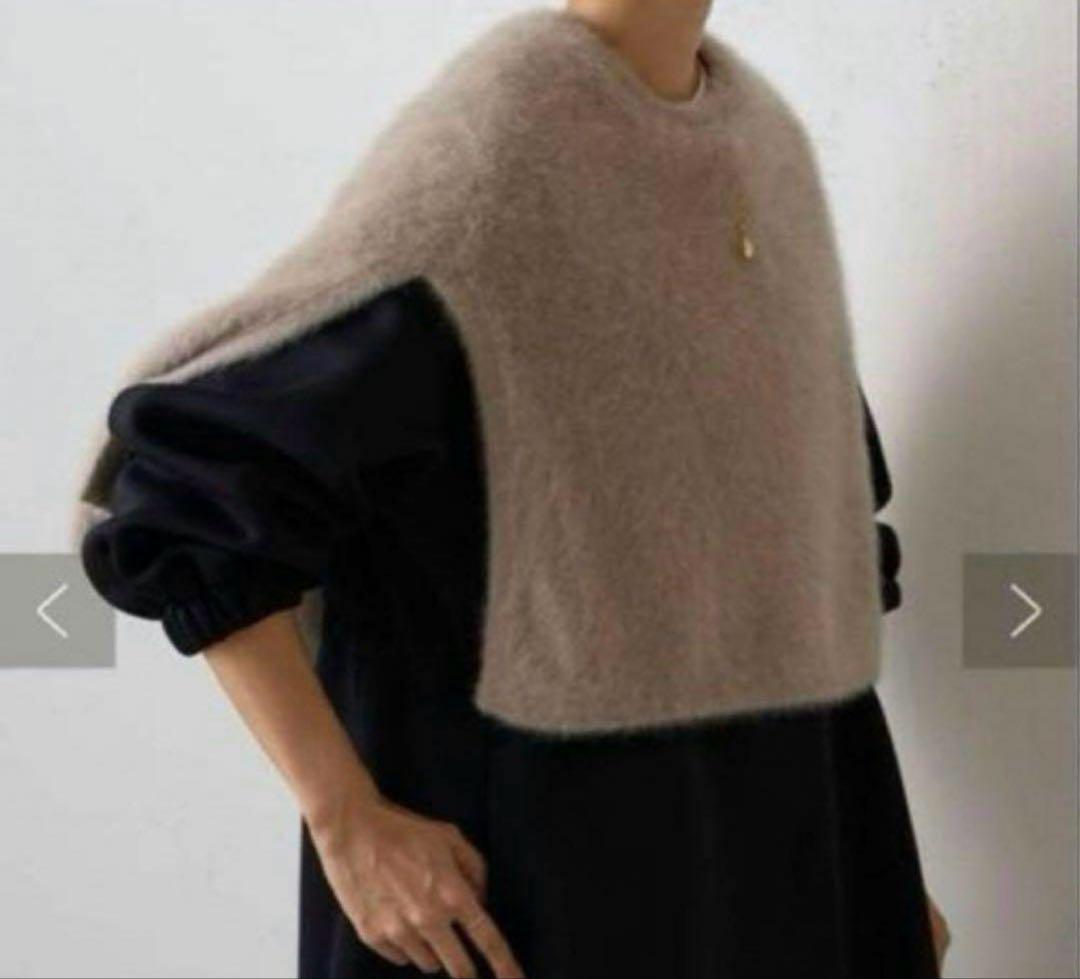 ビアズリー フォックスカシミヤ　ニットポンチョ　モカ　極美品　最終価格