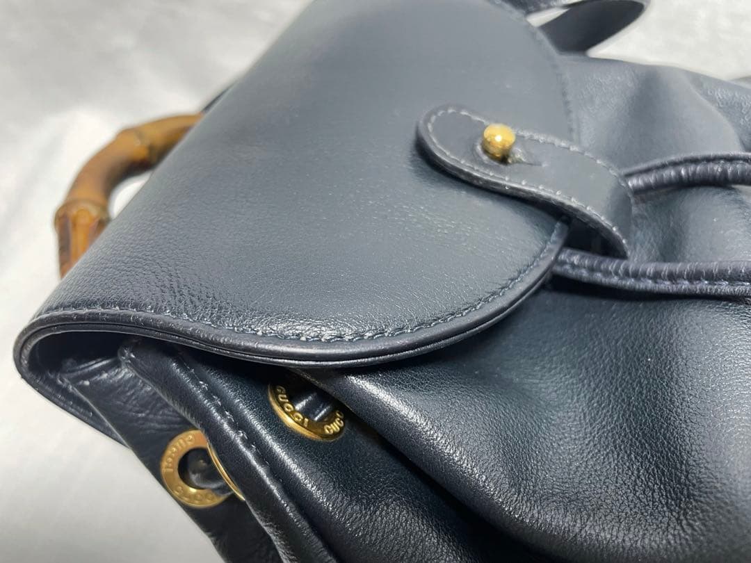 【オールドグッチ】GUCCI ミニ バンブーリュック ネイビー