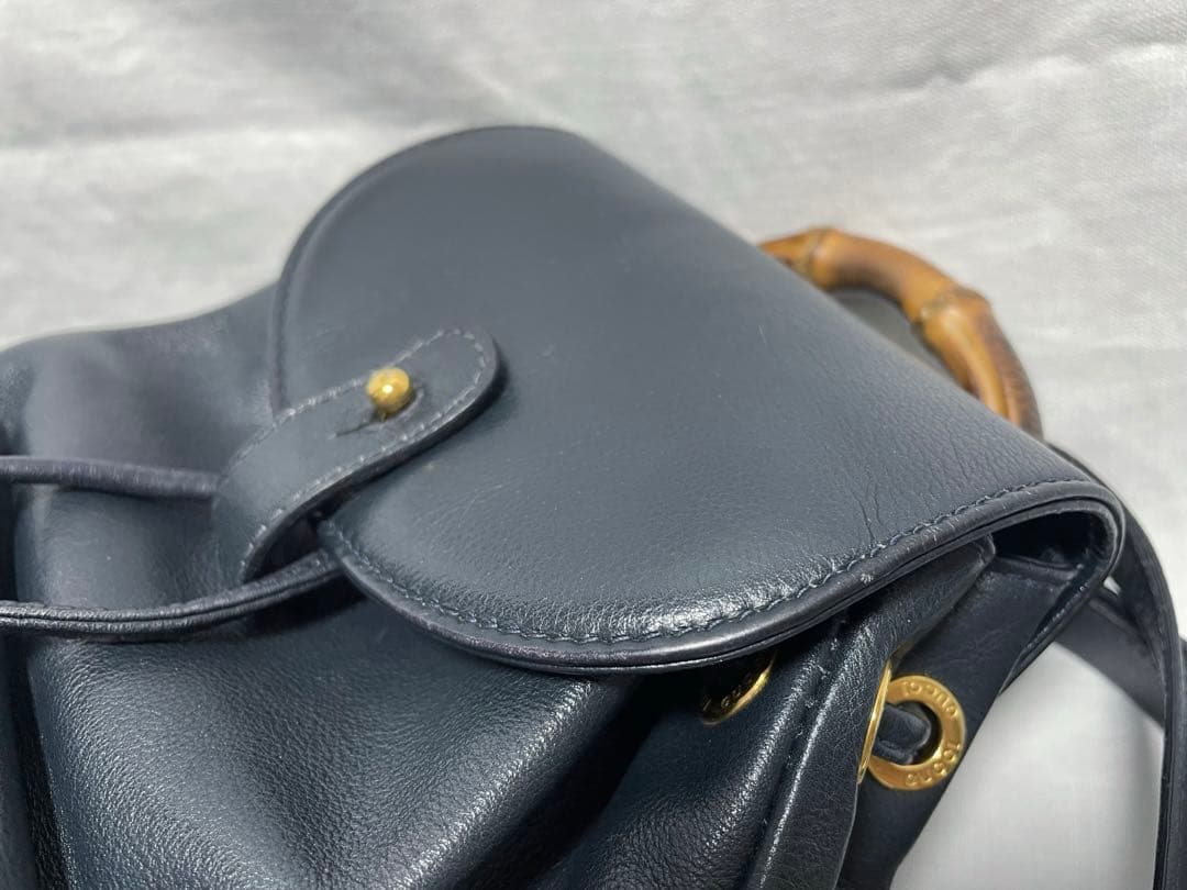 【オールドグッチ】GUCCI ミニ バンブーリュック ネイビー