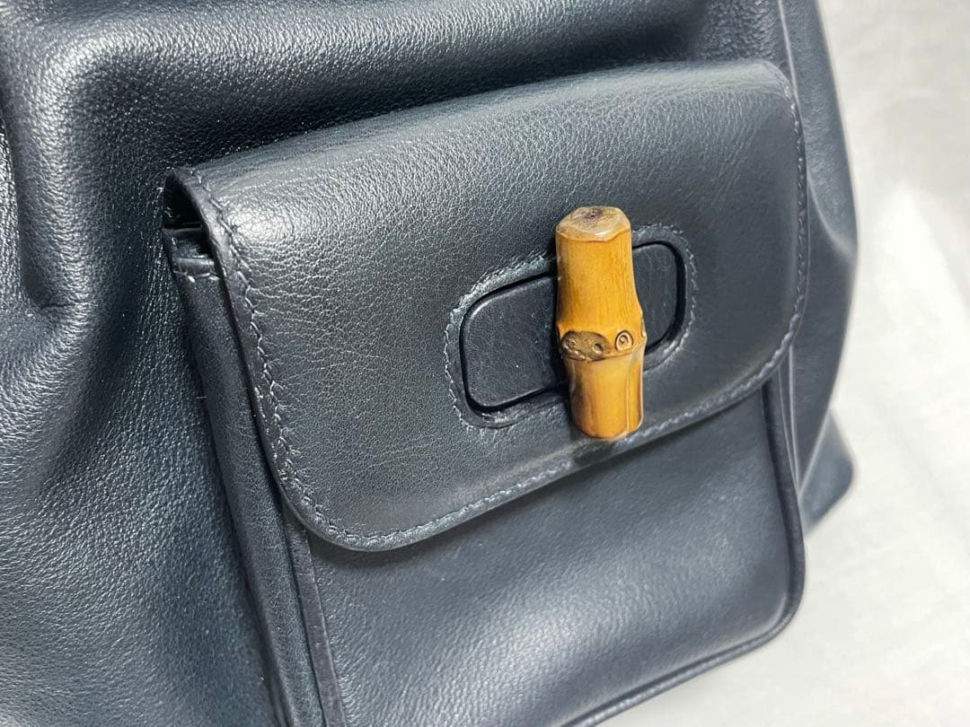【オールドグッチ】GUCCI ミニ バンブーリュック ネイビー