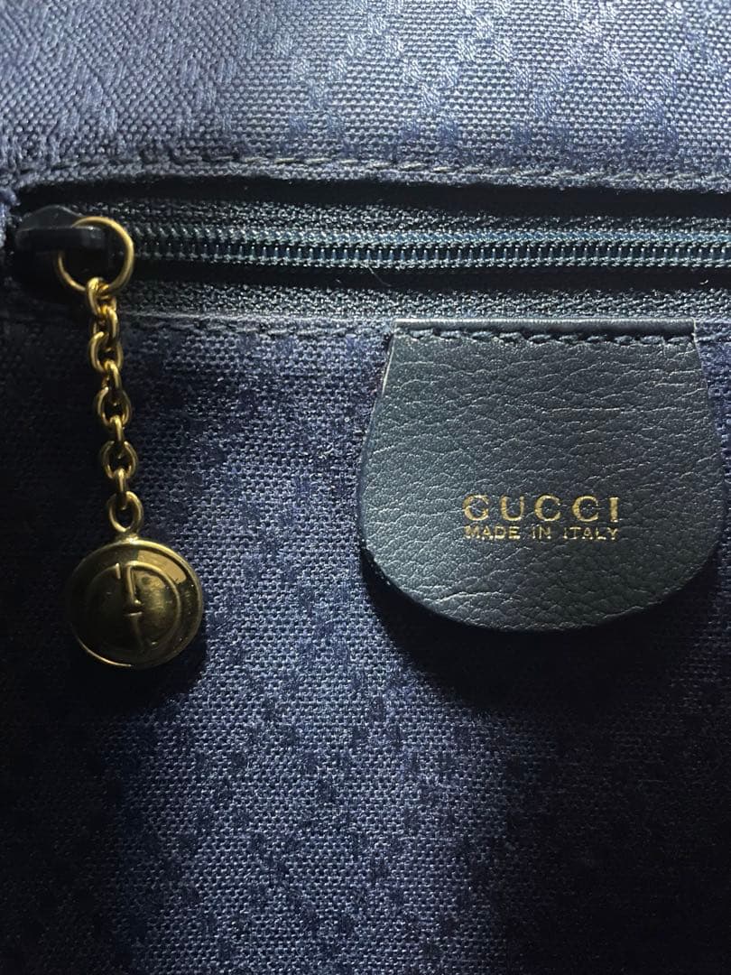 【オールドグッチ】GUCCI ミニ バンブーリュック ネイビー
