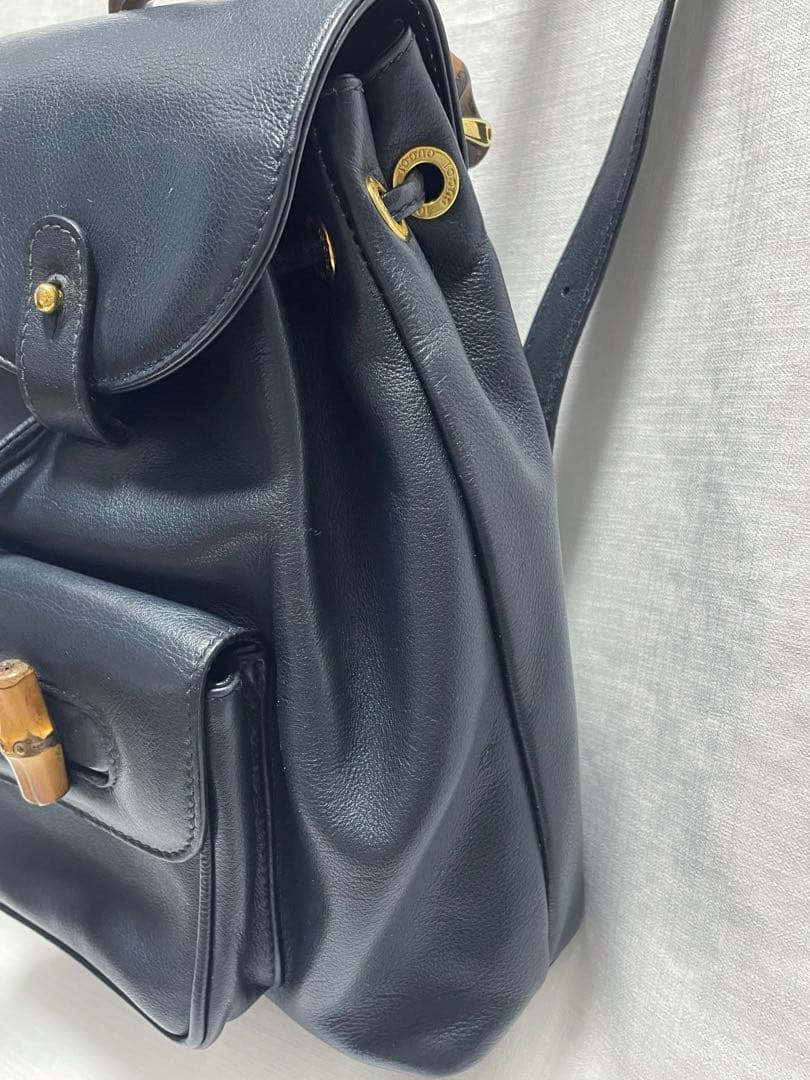 【オールドグッチ】GUCCI ミニ バンブーリュック ネイビー