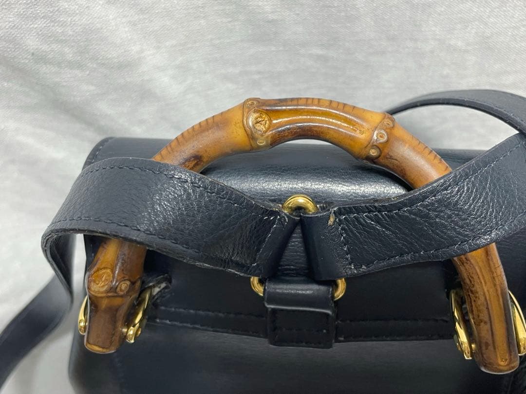 【オールドグッチ】GUCCI ミニ バンブーリュック ネイビー