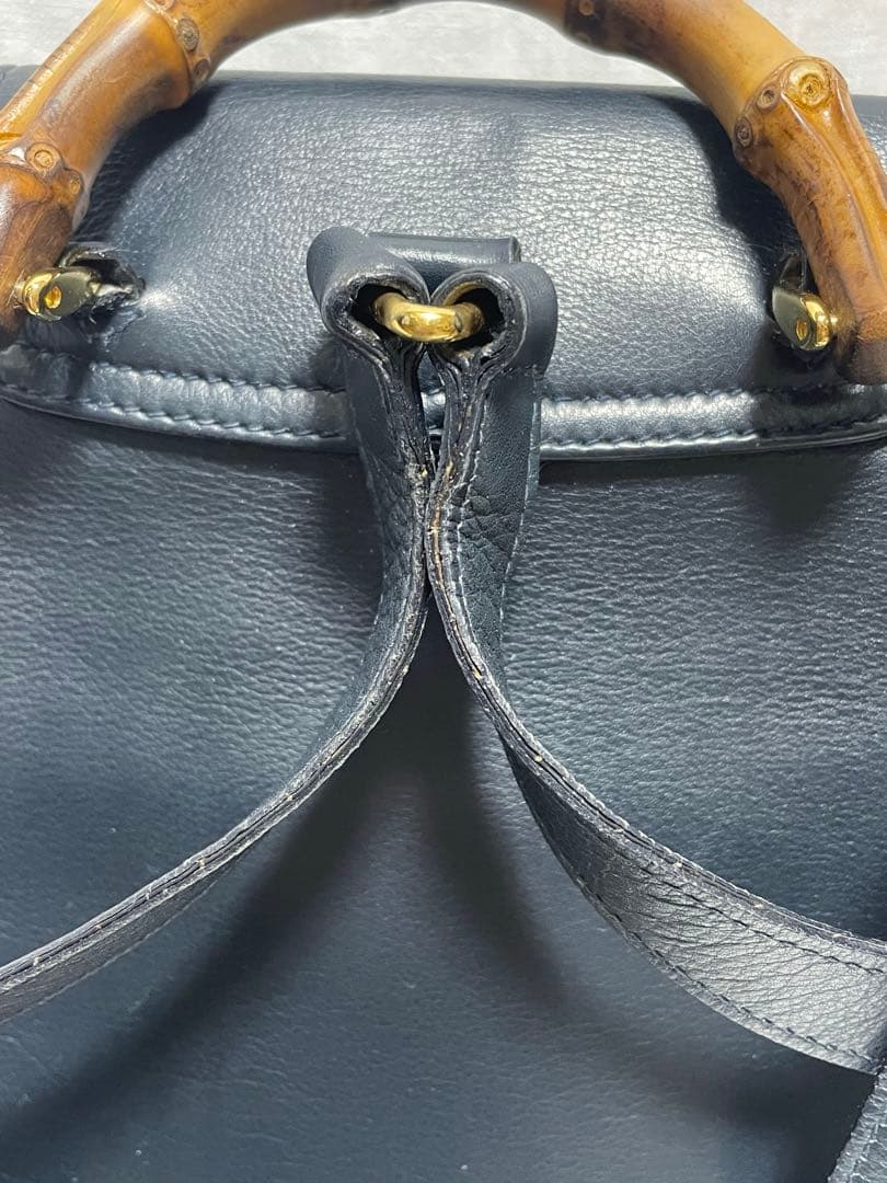 【オールドグッチ】GUCCI ミニ バンブーリュック ネイビー