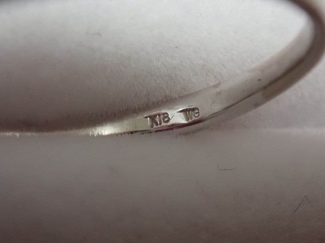 沈*花様 天然パライバトルマリン0.12ct ダイヤモンド リングK18WG刻印